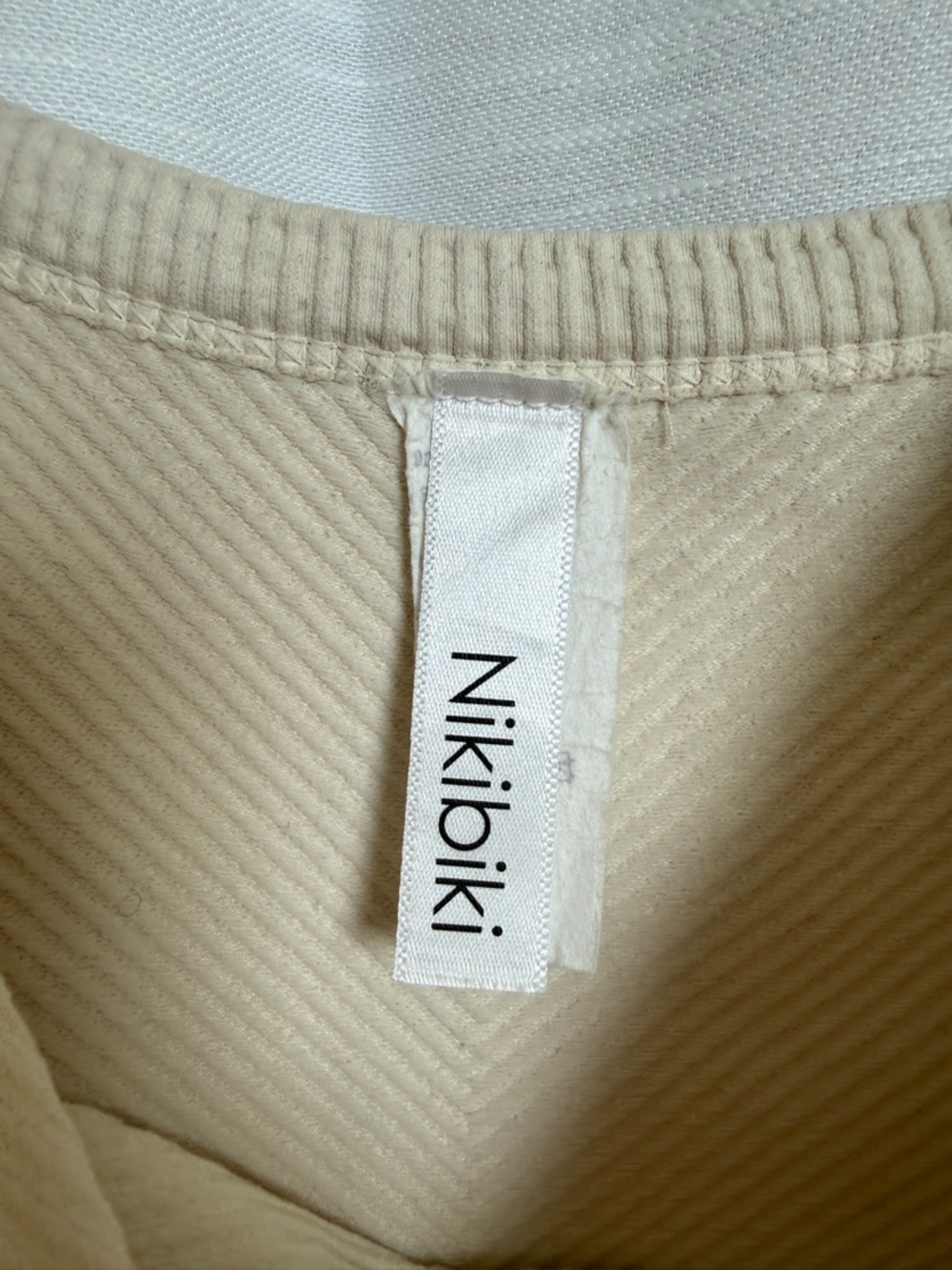 Nikibiki Cream Textured Crop Tank Ribbed Seamless Neutral Basic | Size O/S - Picture 8 of 9